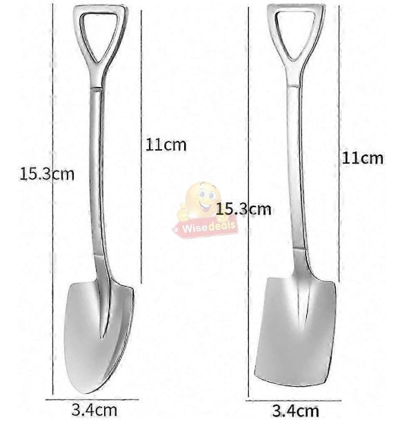 4PC Stainless Steel Shovel Shape Dessert Spoon Set