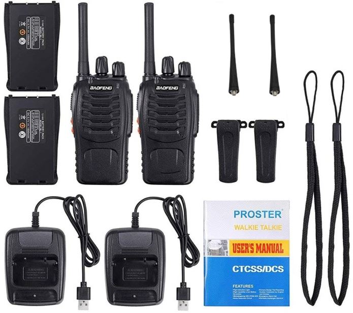 2 X Handheld Walkie Talkie Hand Radio Set with 16 Channels – 3-5 km talking range