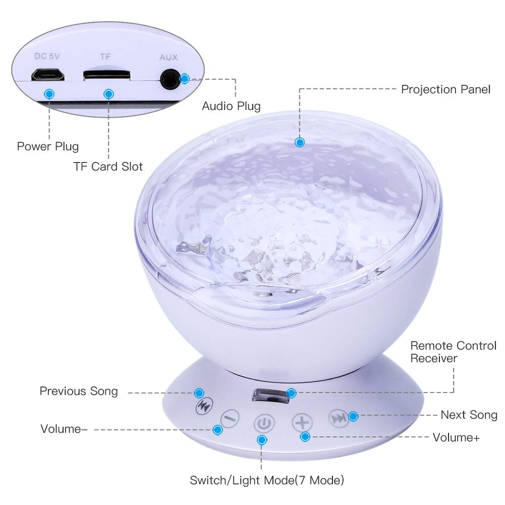 Multi-Colour Ocean Wave Projector Light with Built-in Music Player