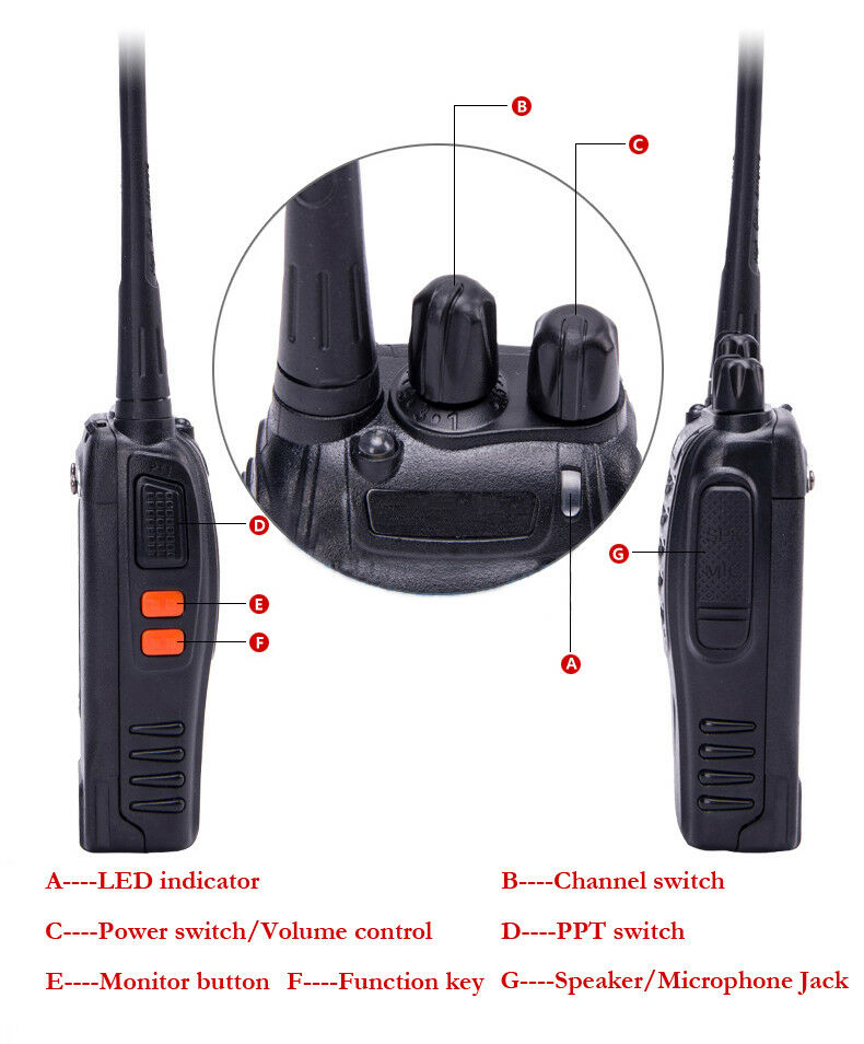 2 X Handheld Walkie Talkie Hand Radio Set with 16 Channels – 3-5 km talking range