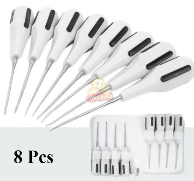 8pcs Dental Luxating Lift Elevators Capeador Curved Root Extracting Dentist Surgical Instruments