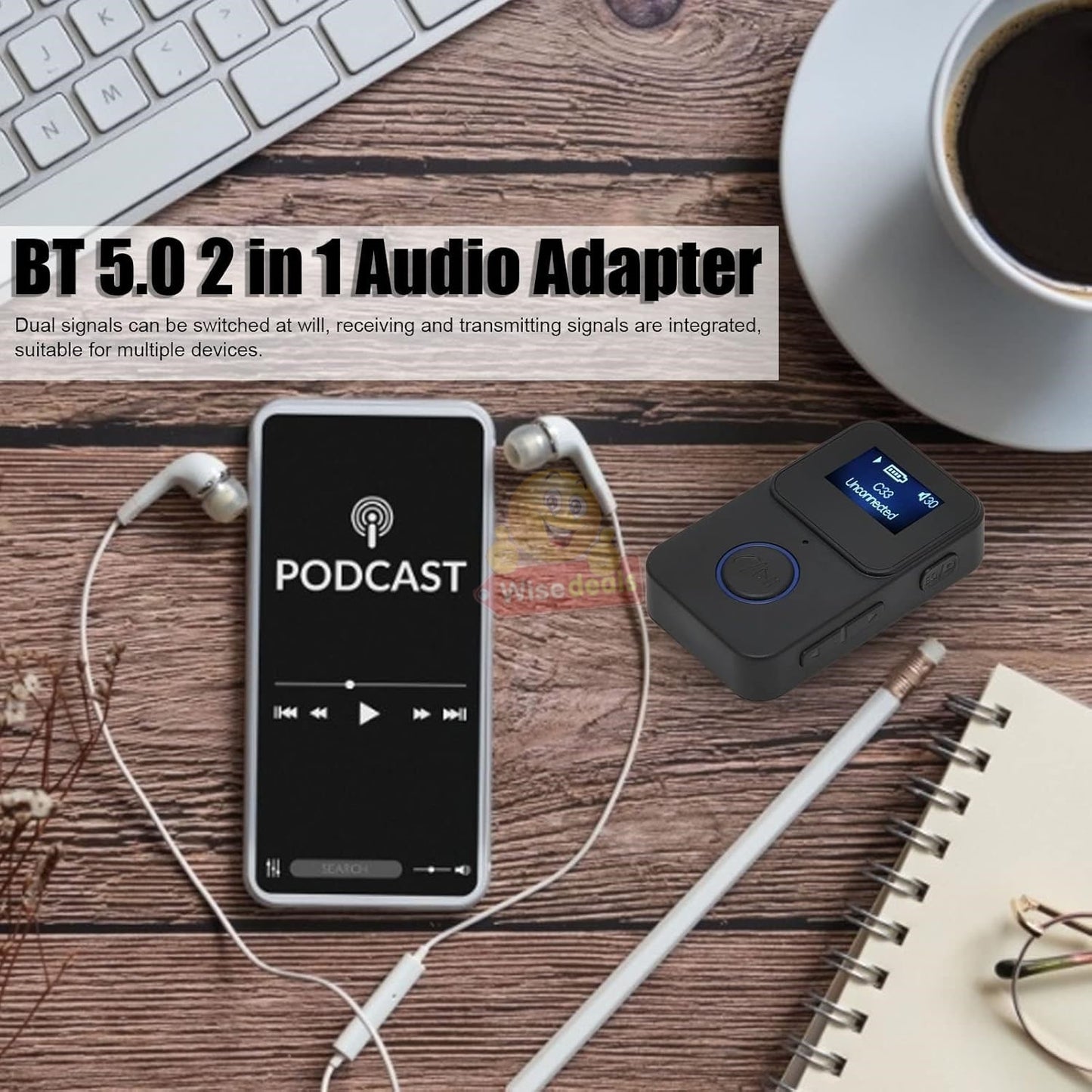 Portable Wireless Audio Player C33 - Bluetooth 5.0, MicroSD, AUX, 200mAh