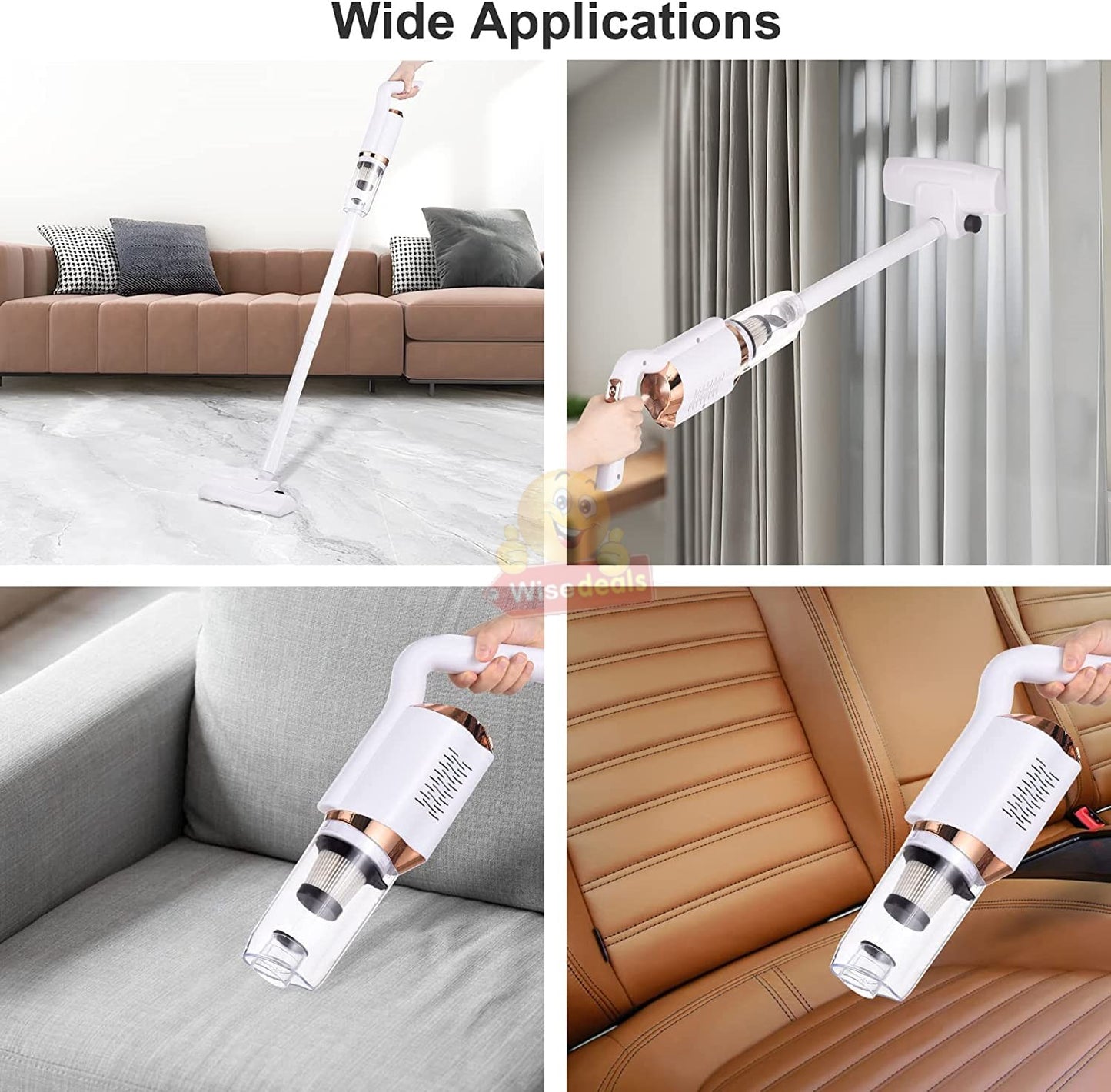 2 in 1 Powerful Rechargeable Wireless 120W Vacuum Cleaner, Wet and Dry for Various types of Floors, Carpets and Curtains