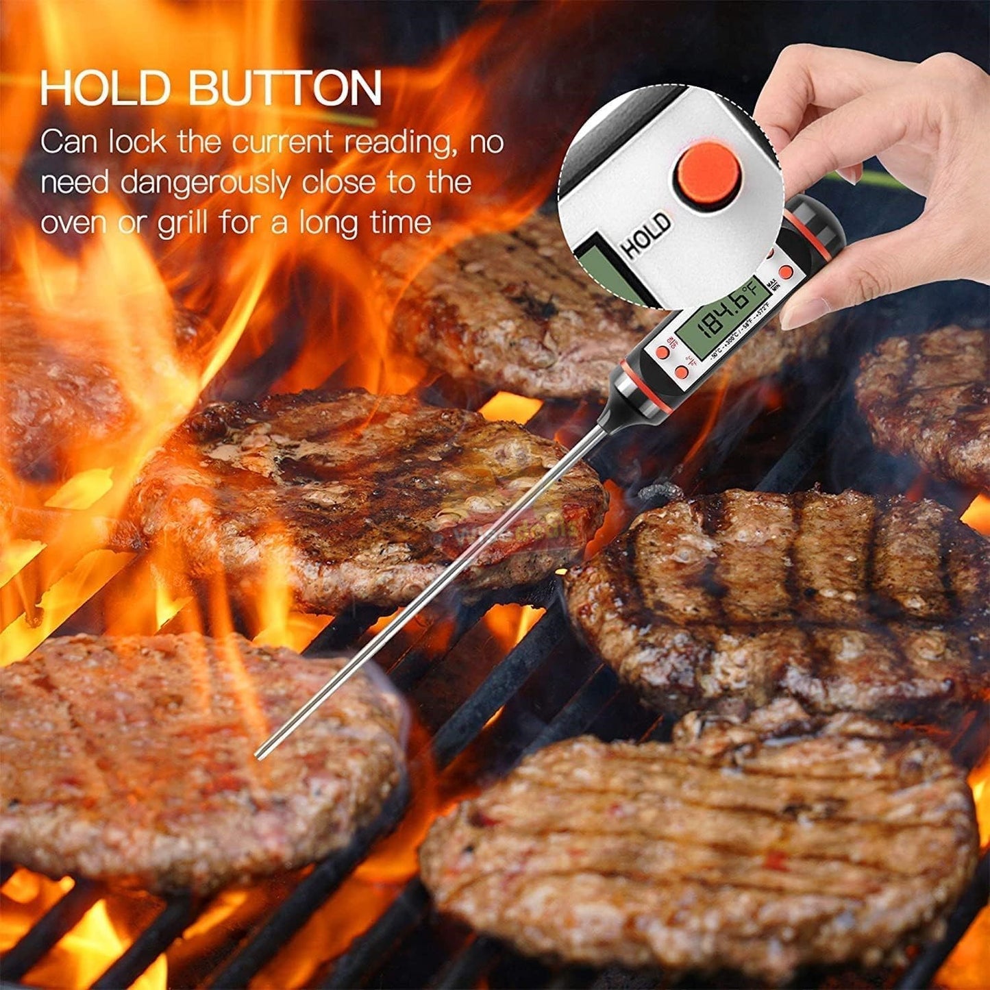 Digital LCD Display Thermometer for Meat Cooking and more