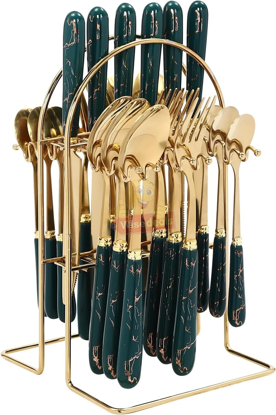24 Piece Stainless Steel Cutlery Set on Golden Stand