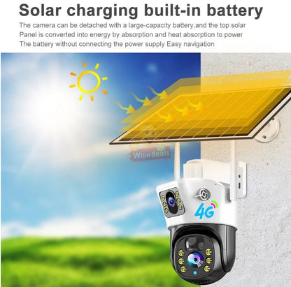 SOLAR Dual Lens & Dual Screen PTZ IP WIFI OR 4G Sim Card Camera