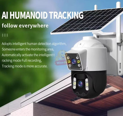 SOLAR Dual Lens & Dual Screen PTZ IP WIFI OR 4G Sim Card Camera