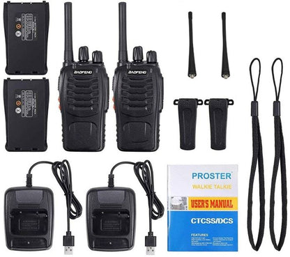 2 X Handheld Walkie Talkie Hand Radio Set with 16 Channels – 3-5 km talking range