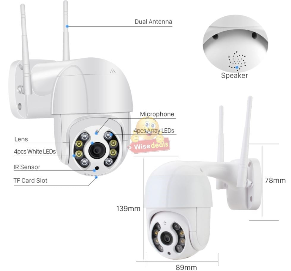 Waterproof Outdoor WIFI IP Camera with V380 PRO App