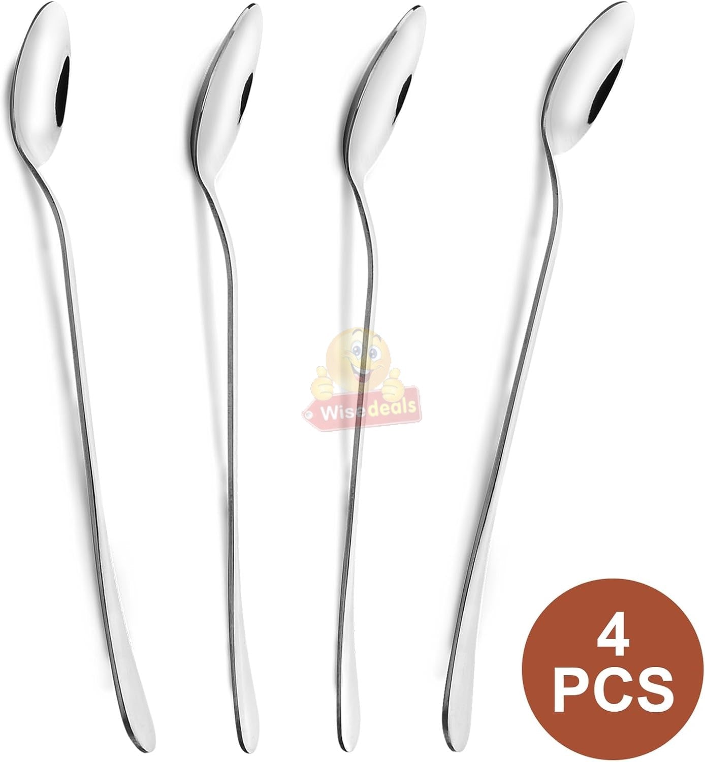 4 Piece Set Premium Stainless Steel Long Handle Teaspoons