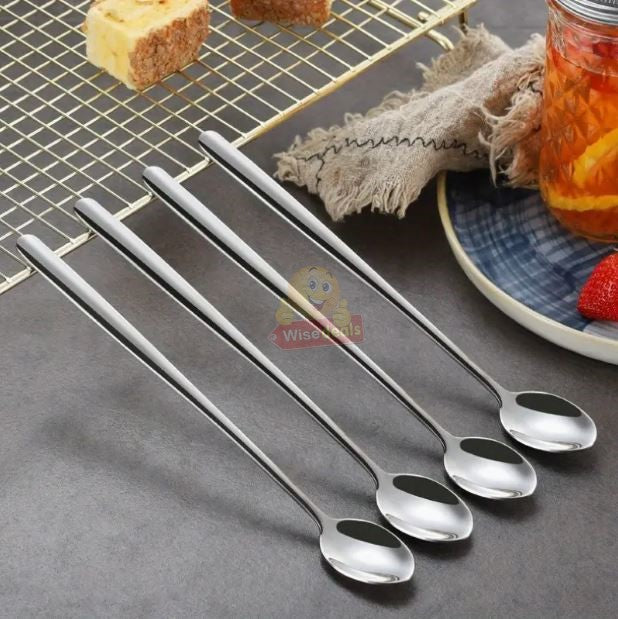 4 Piece Set Premium Stainless Steel Long Handle Teaspoons
