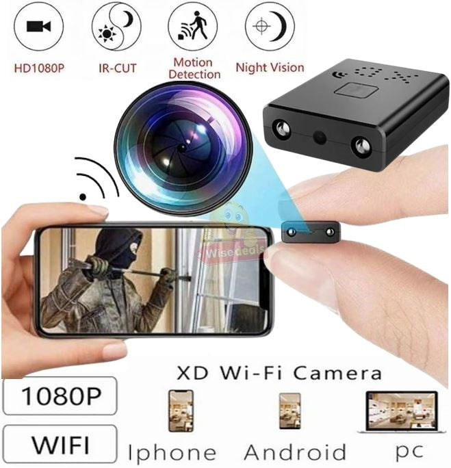 Smallest XD Mini Camera 1080P HD WIFI IP Remote Monitoring, IR Night Vision