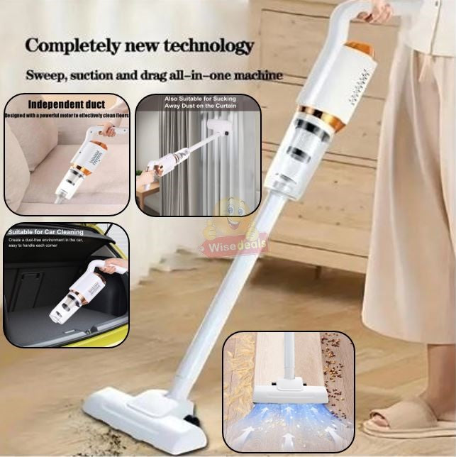 2 in 1 Powerful Rechargeable Wireless 120W Vacuum Cleaner, Wet and Dry for Various types of Floors, Carpets and Curtains