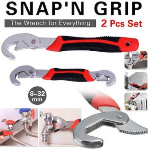 2 Piece Snap ‘n Grip Adjustable Universal Wrench