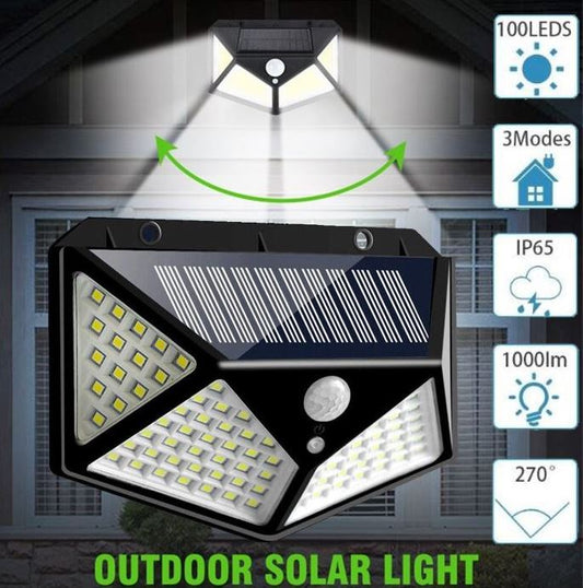 Super Bright 100 LED Solar Sensor Wall Light with 3 Setting Modes