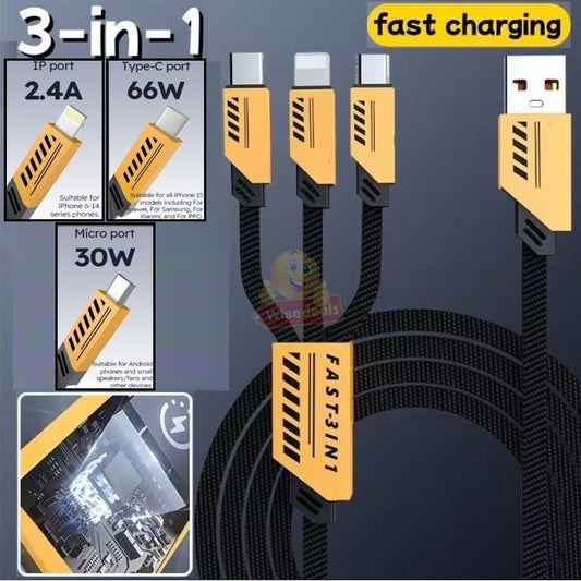 120W 3I-IN-1 Fast Charging Data Cables
