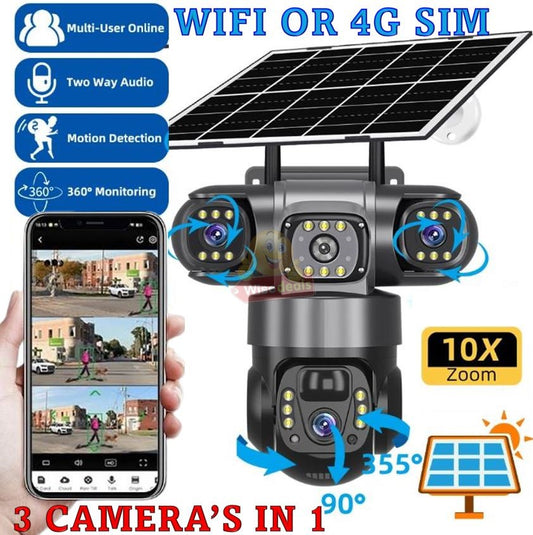 Waterproof 3-in-1 IP WIFI or 4G Sim Card SOLAR Camera
