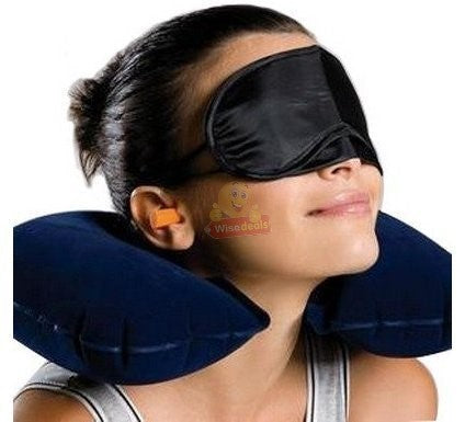 3 in 1 Travel Set - Neck Pillow, Eye Mask and Ear Plug