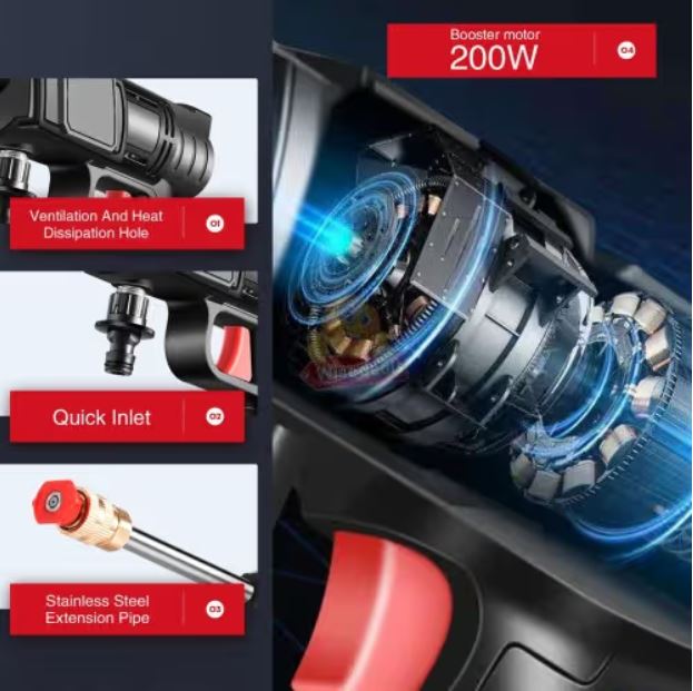 48V Cordless High Pressure Water Gun with Accessories and Carry Case