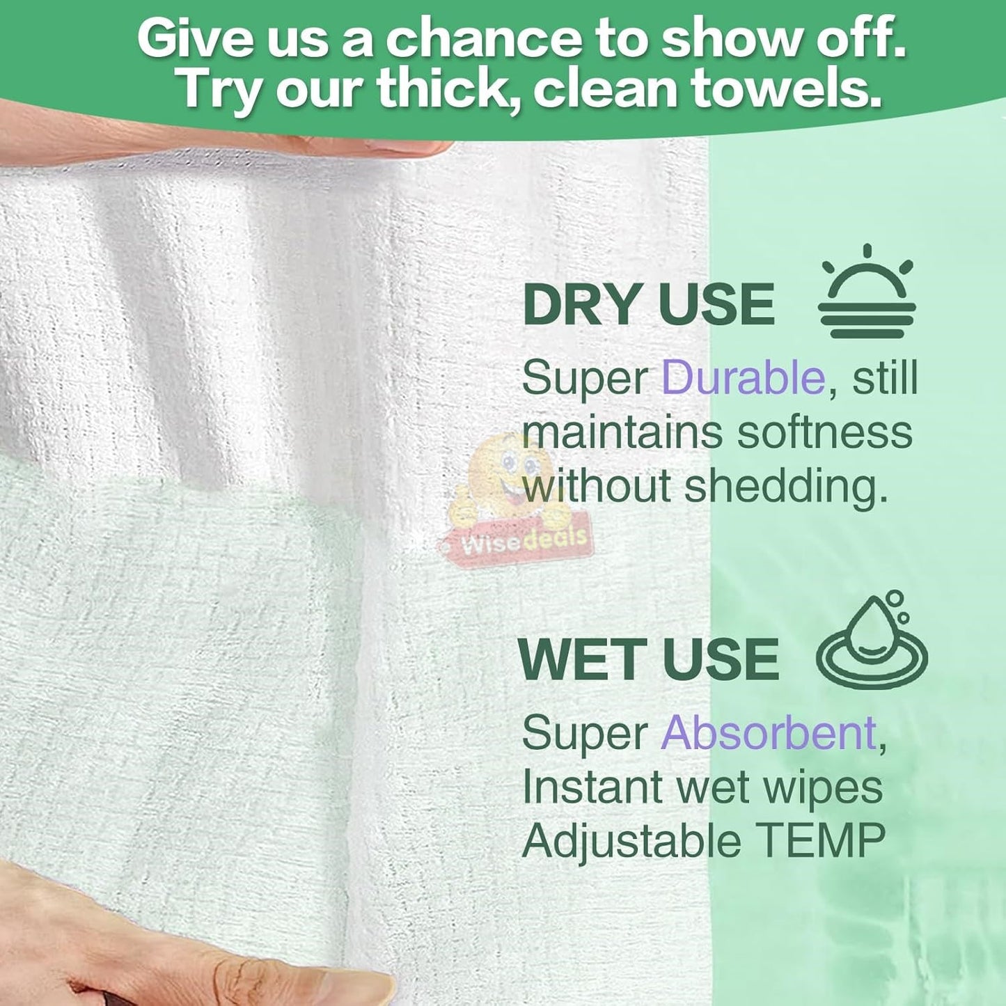 Pack of 60 Disposable Multi-purpose Dry or Wet Towel