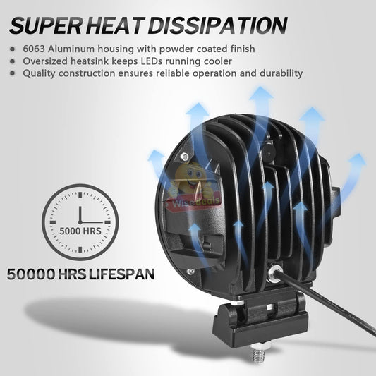60W Spot Beam 6 Inch Round LED Spotlights