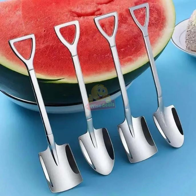 4PC Stainless Steel Shovel Shape Dessert Spoon Set