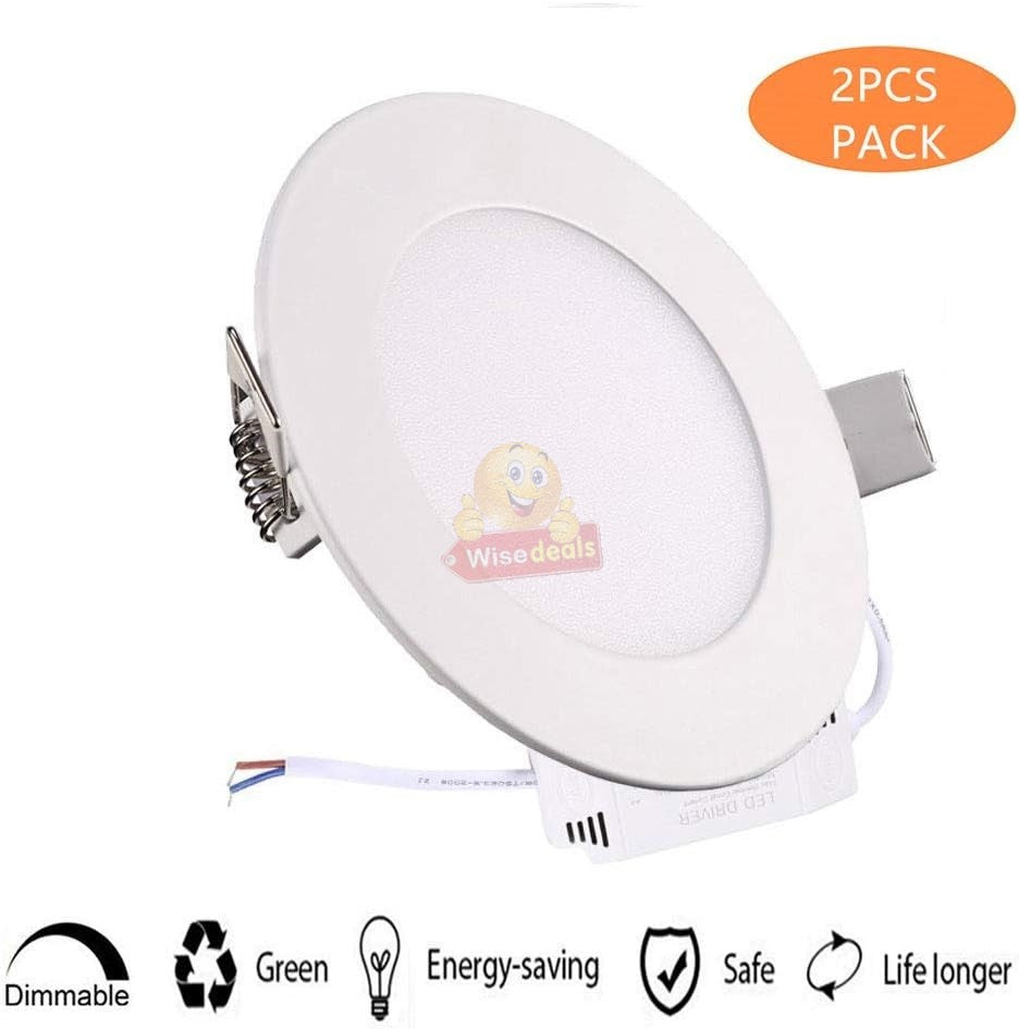 2 Pack 6W Round LED Downlight with Power Supply