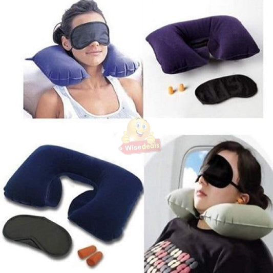 3 in 1 Travel Set - Neck Pillow, Eye Mask and Ear Plug