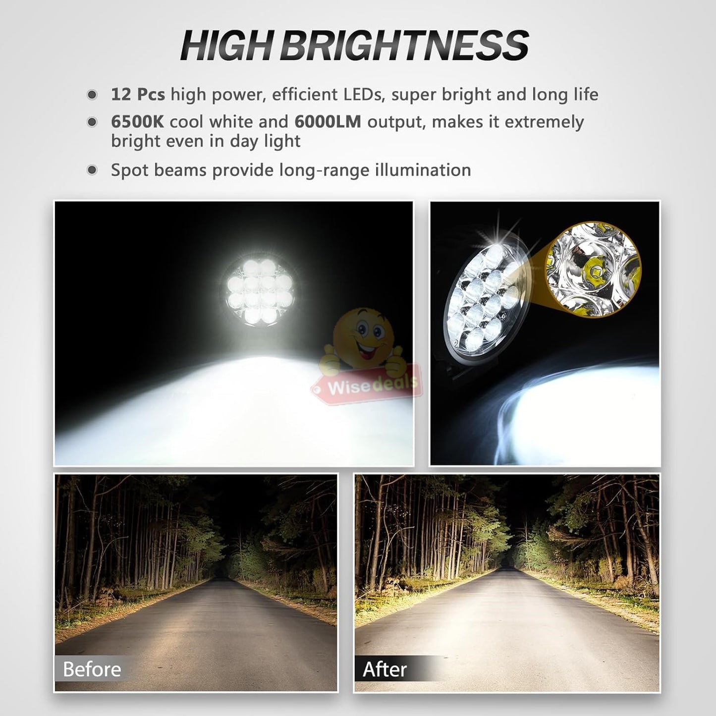 60W Spot Beam 6 Inch Round LED Spotlights