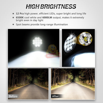 60W Spot Beam 6 Inch Round LED Spotlights