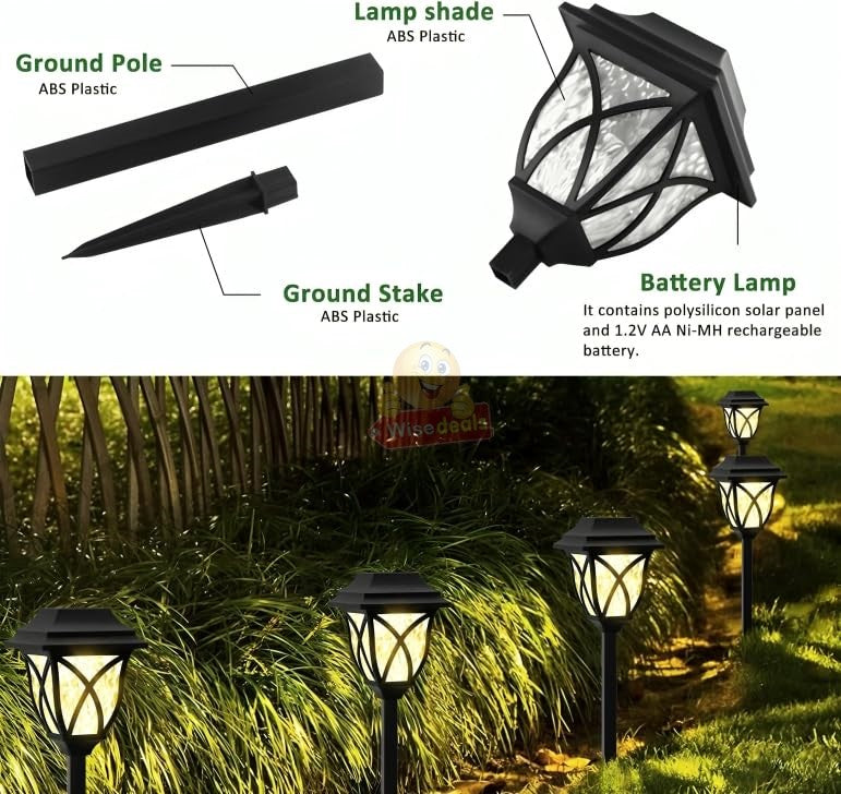 6 PACK Super Bright Solar Portable Light, Battery 2500mAh, 80 Bright SMD Tube LED