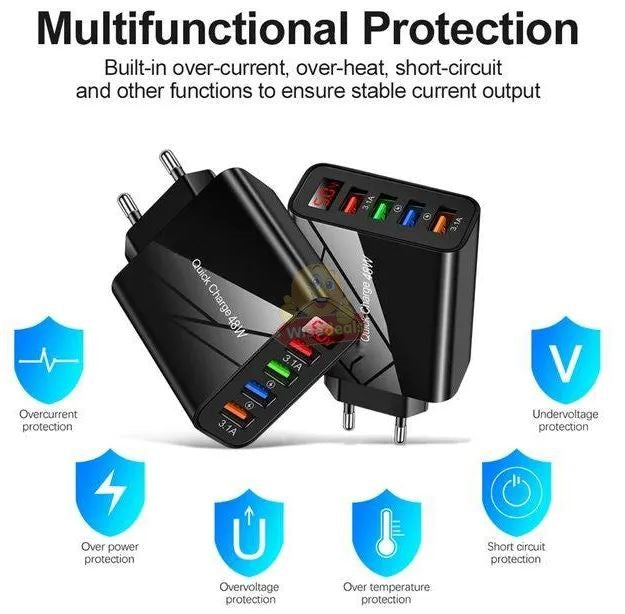 48W – 4 USB and 15W PD Type-C Multi Port Charger