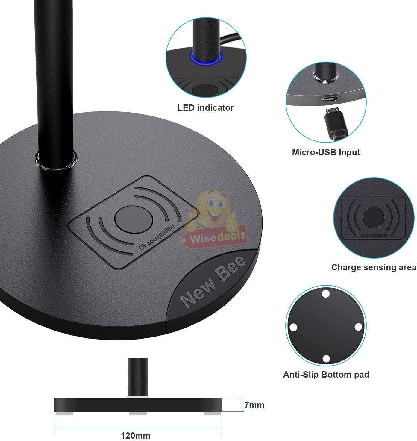 New Bee Fast Wireless Charging Headphone Stand