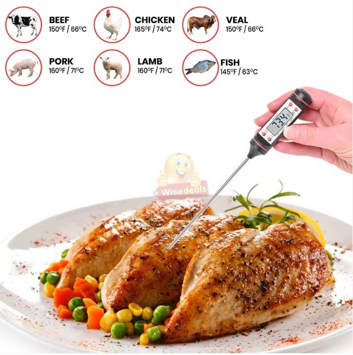 Digital LCD Display Thermometer for Meat Cooking and more
