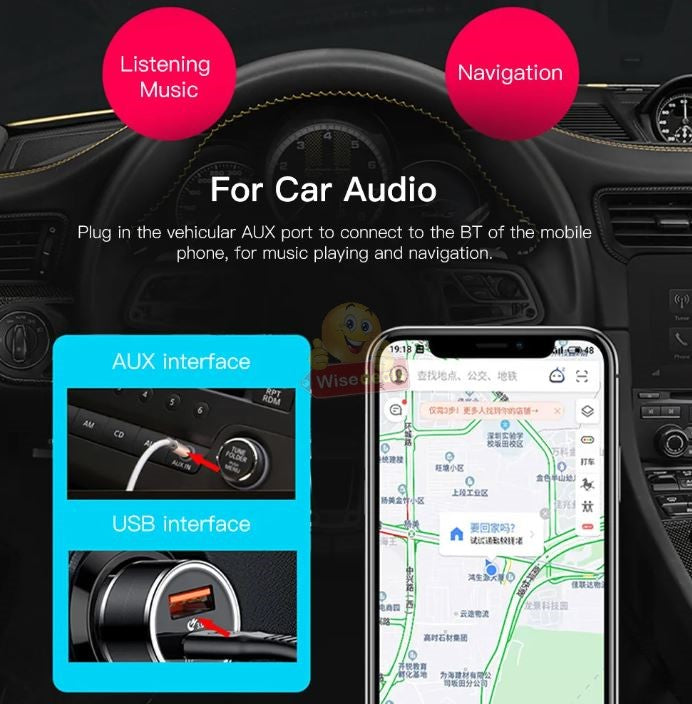 Bluetooth USB Wireless Audio Receiver with AUX Cable