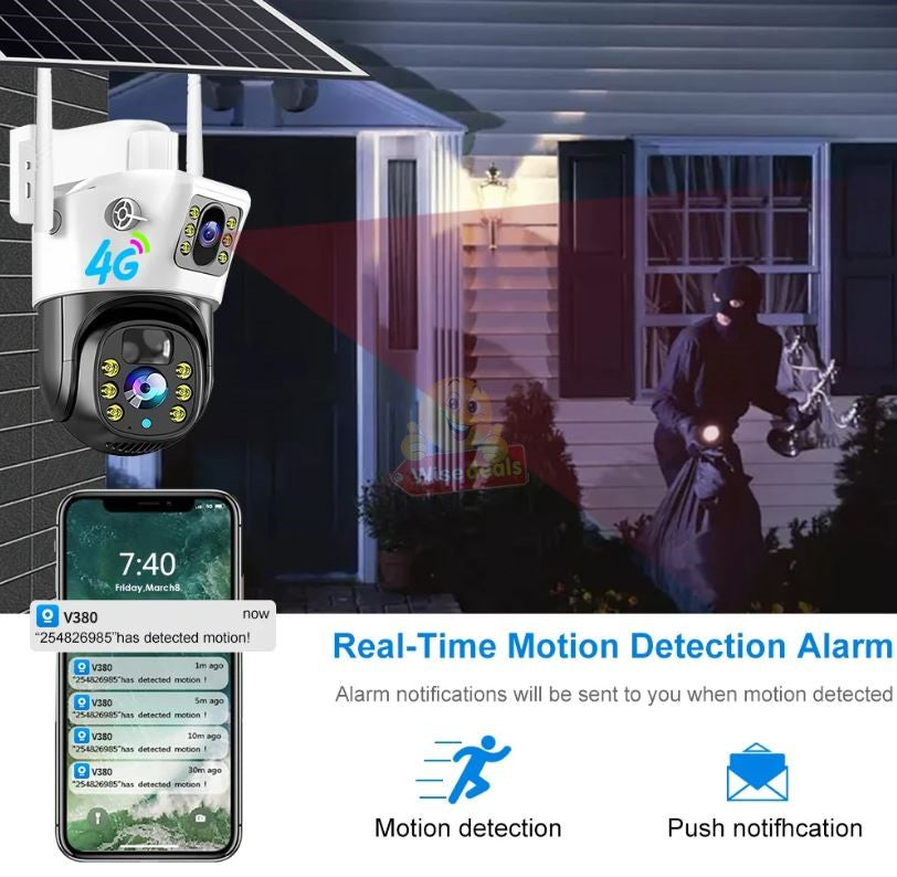 SOLAR Dual Lens & Dual Screen PTZ IP WIFI OR 4G Sim Card Camera