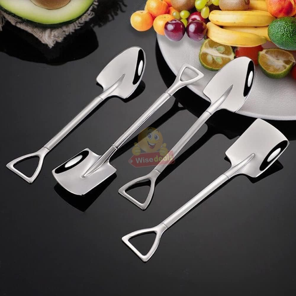 4PC Stainless Steel Shovel Shape Dessert Spoon Set