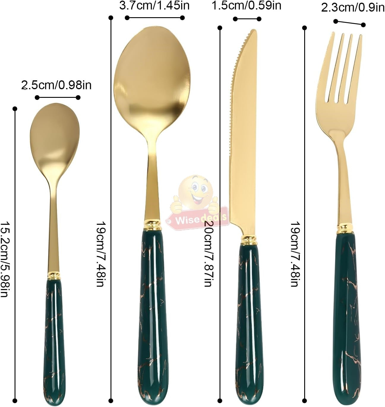 24 Piece Stainless Steel Cutlery Set on Golden Stand