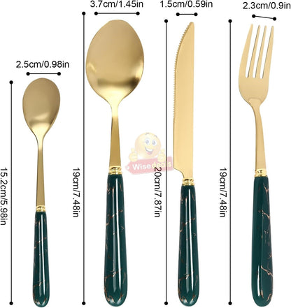 24 Piece Stainless Steel Cutlery Set on Golden Stand