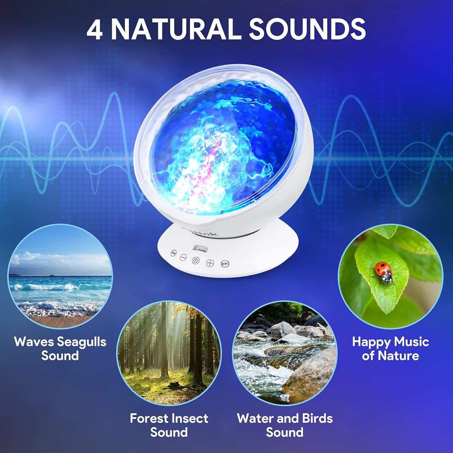 Multi-Colour Ocean Wave Projector Light with Built-in Music Player