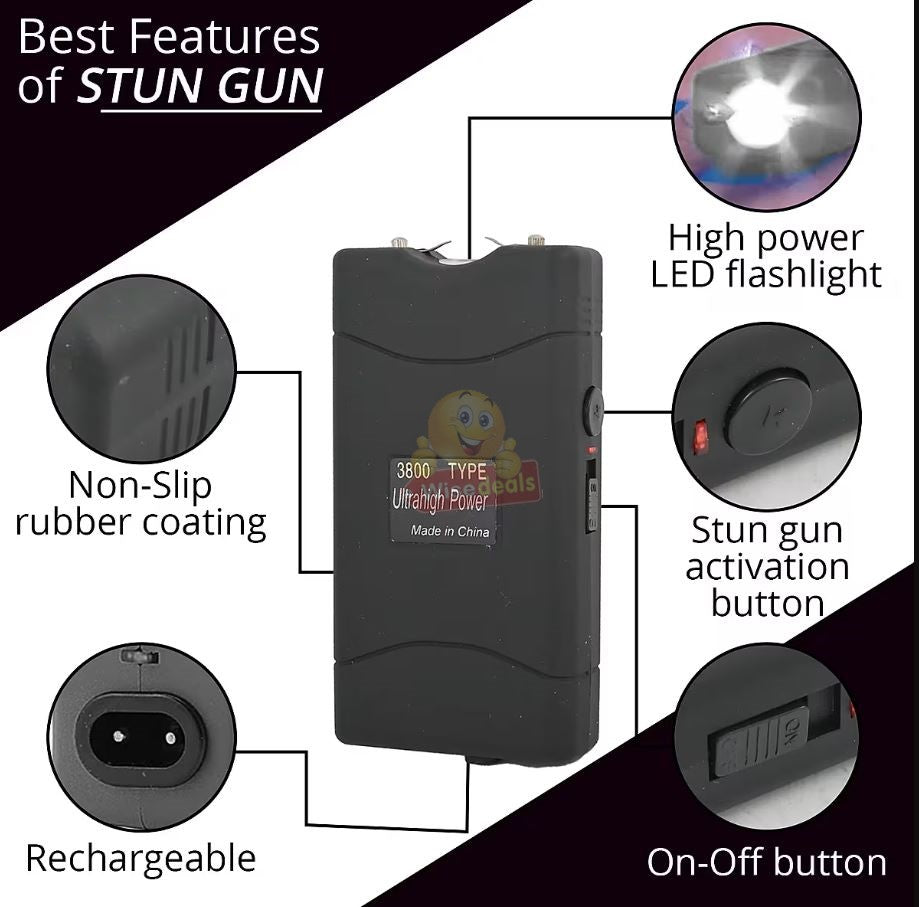 Stun Gun with Flashlight in Bag