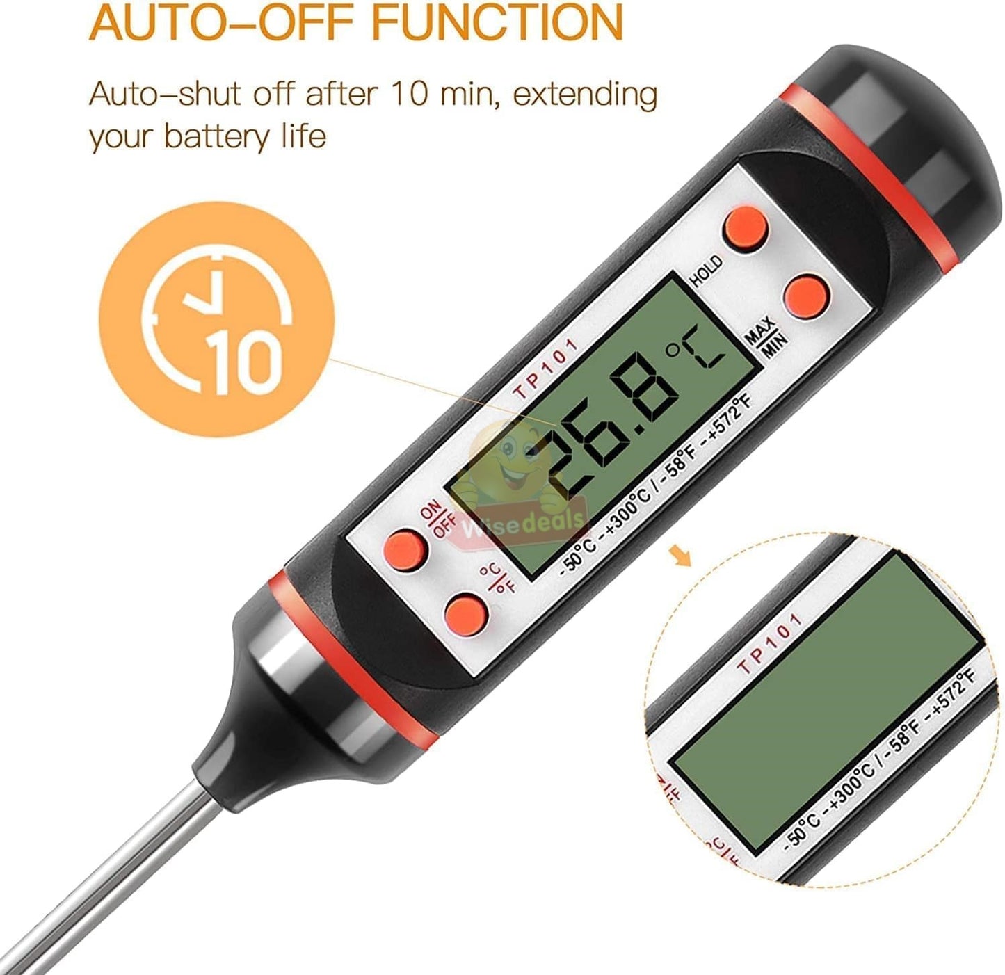 Digital LCD Display Thermometer for Meat Cooking and more