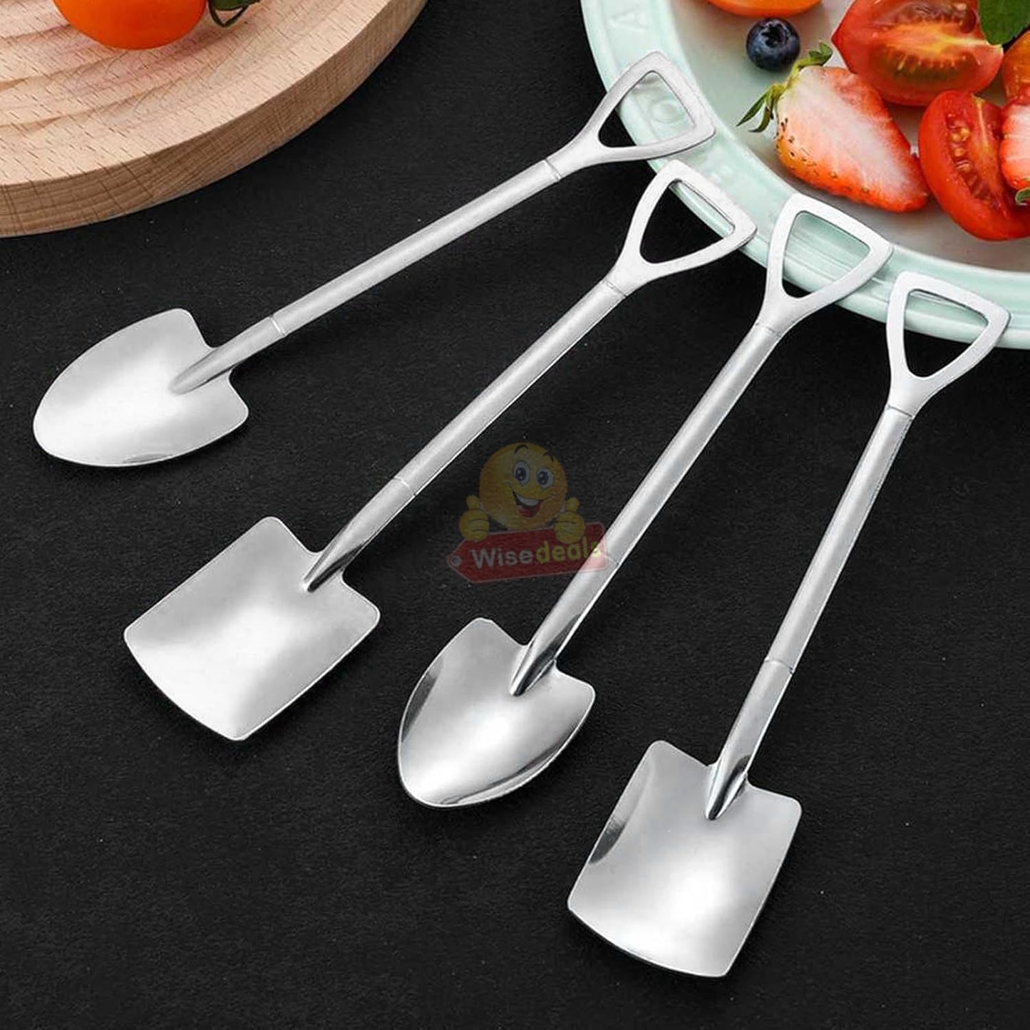 4PC Stainless Steel Shovel Shape Dessert Spoon Set