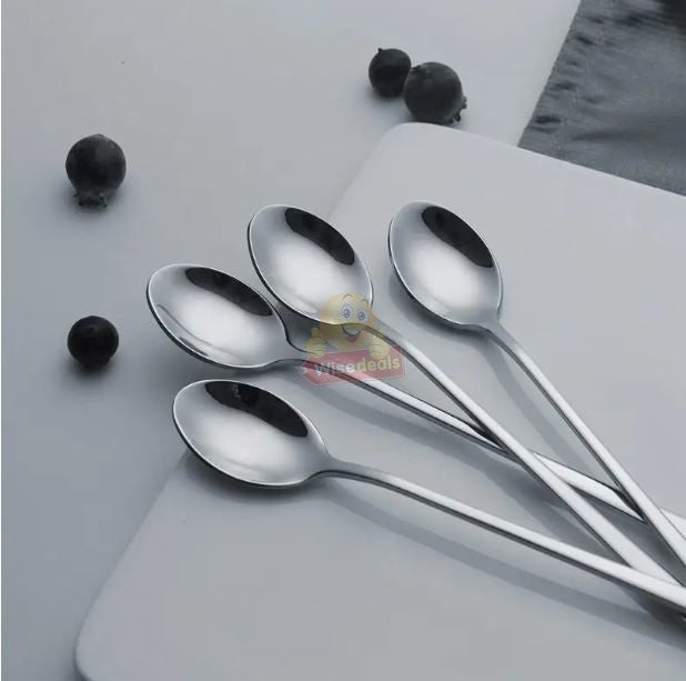4 Piece Set Premium Stainless Steel Long Handle Teaspoons