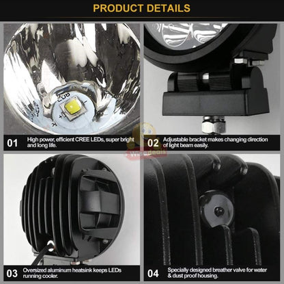 60W Spot Beam 6 Inch Round LED Spotlights