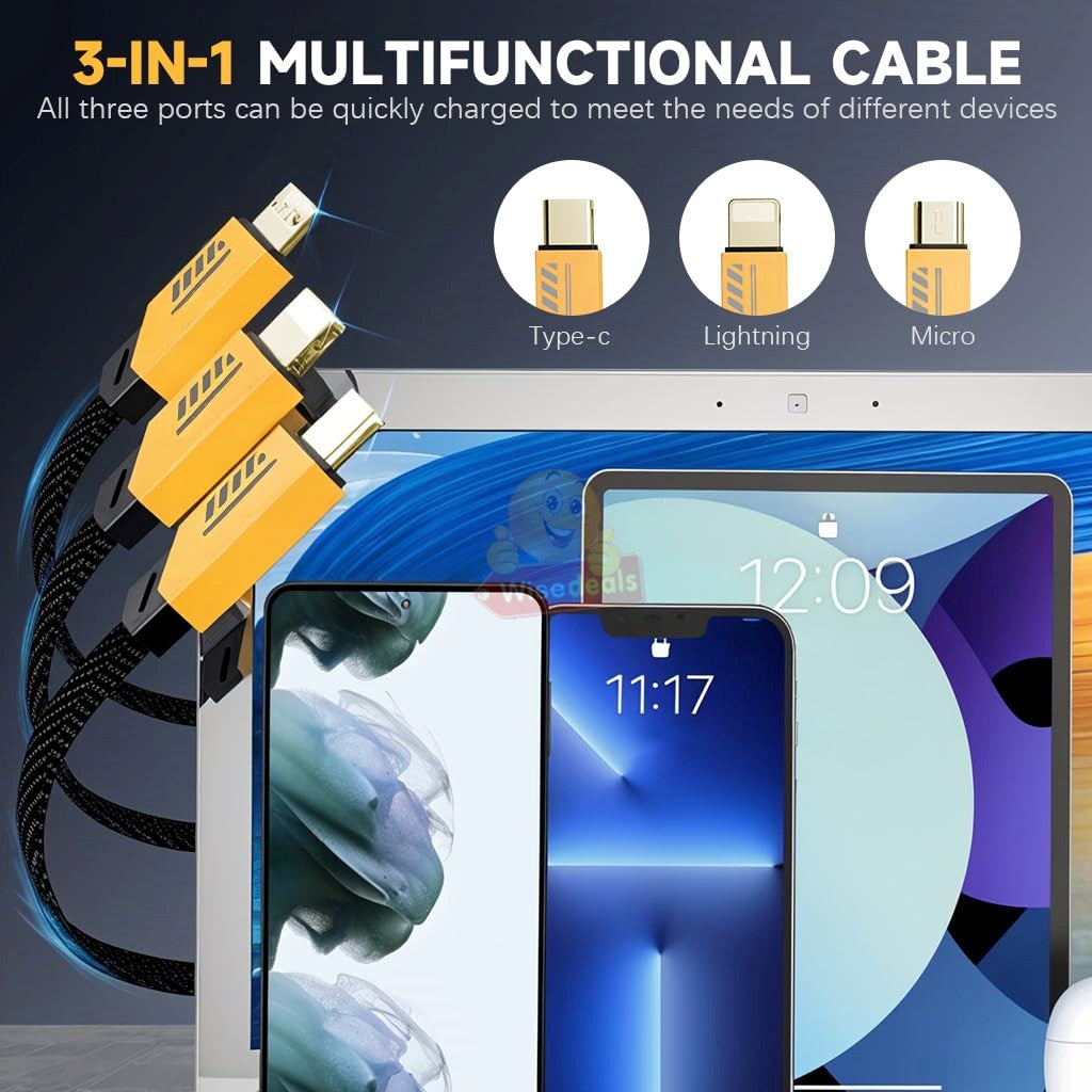 120W 3I-IN-1 Fast Charging Data Cables