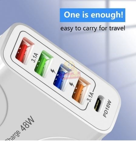 48W – 4 USB and 15W PD Type-C Multi Port Charger
