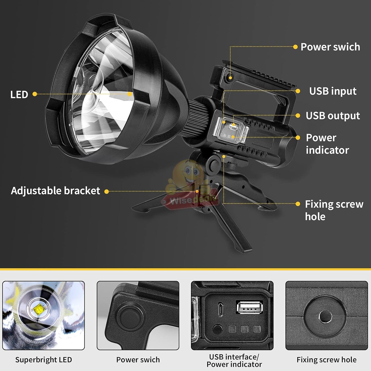 Large LED Search and Flash Light and Tripod