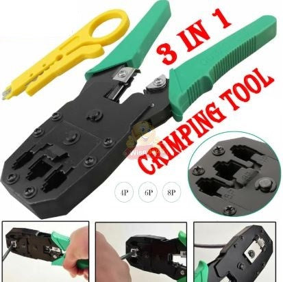 3 In 1 Modular Cable Crimping Tool for RJ45 RJ11 W/ Cable Cutter