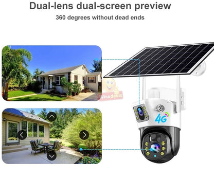 SOLAR Dual Lens & Dual Screen PTZ IP WIFI OR 4G Sim Card Camera
